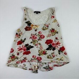 Ambiance Tank Top Womens Size Medium Off White Floral Roses